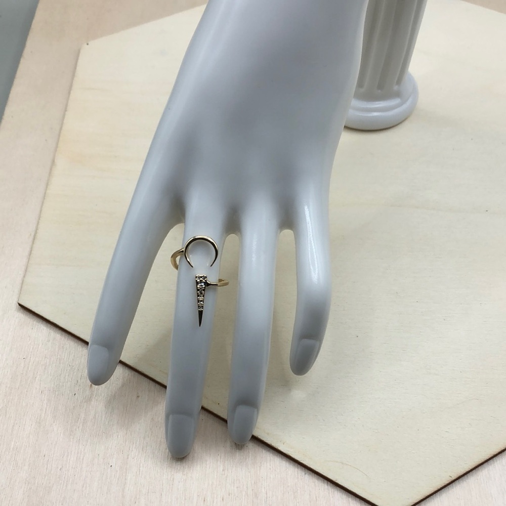 Luv Aj crescent new moon ring gold tone.